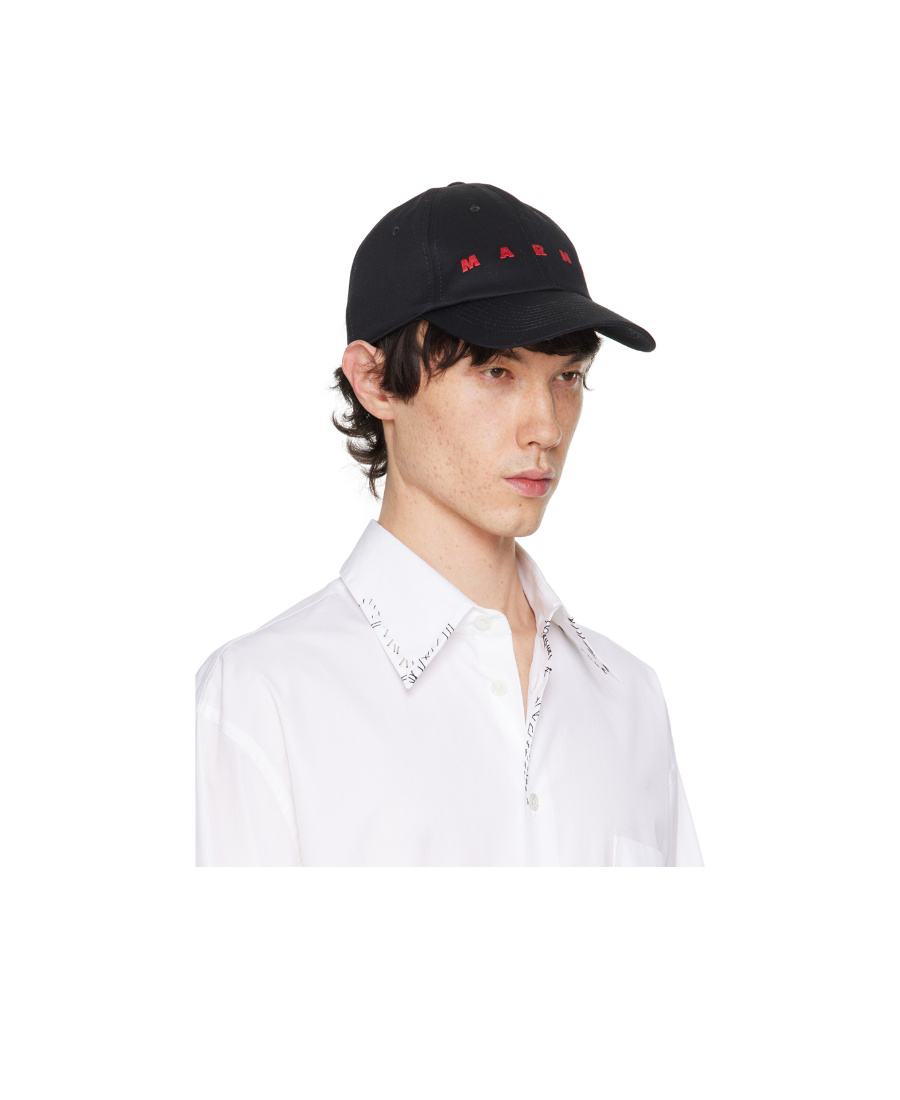 Marni Baseball Cap With Embroidered Logo In Black