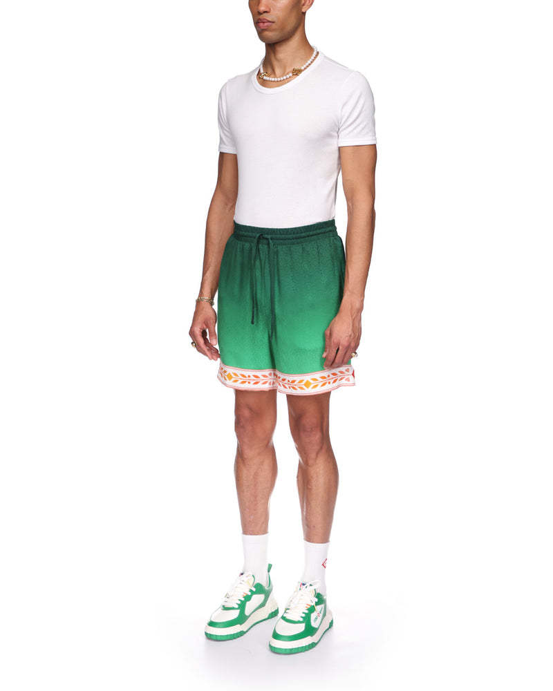 Casablanca Unity Is Power Print Silk Shorts In Green