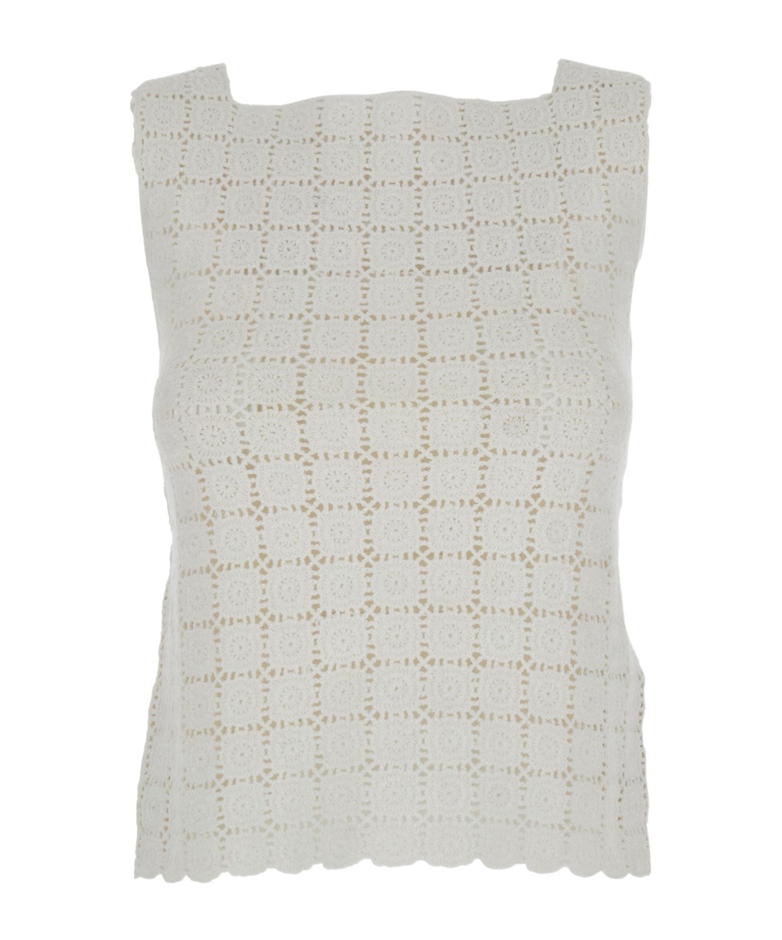Shop Semicouture Semi Couture Square Neck Knit Top In White