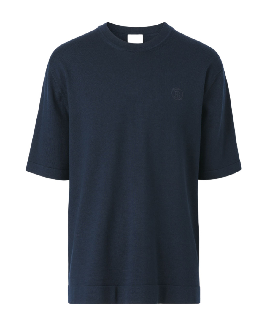 Burberry Monogram Motif Wool-silk T-shirt In Black