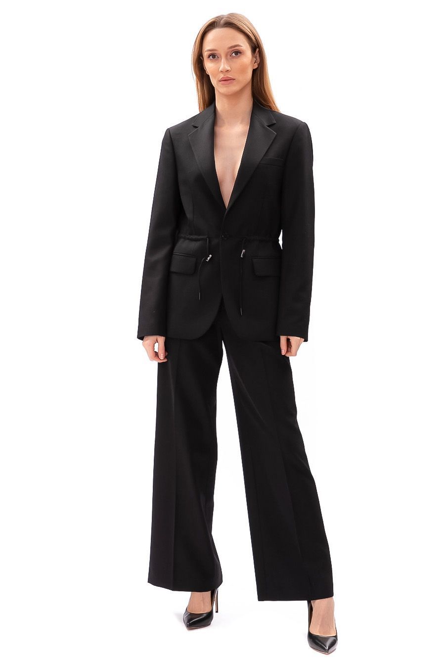Karl Lagerfeld X Cara Delevingne Drawstring-waist Blazer In Black