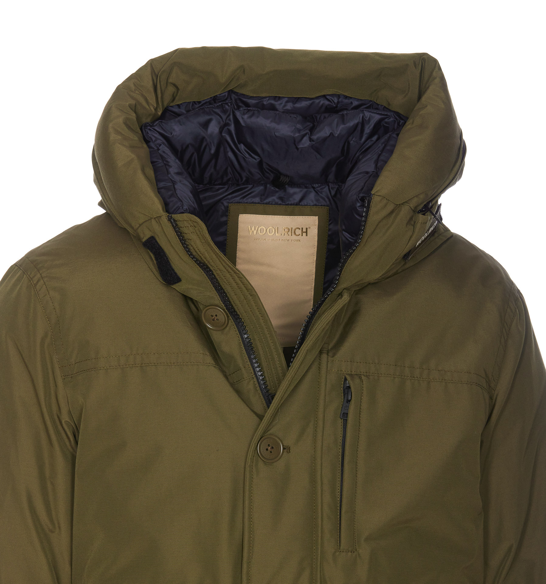 Woolrich Bomber Jacket With Hood And Zip Detail In Green