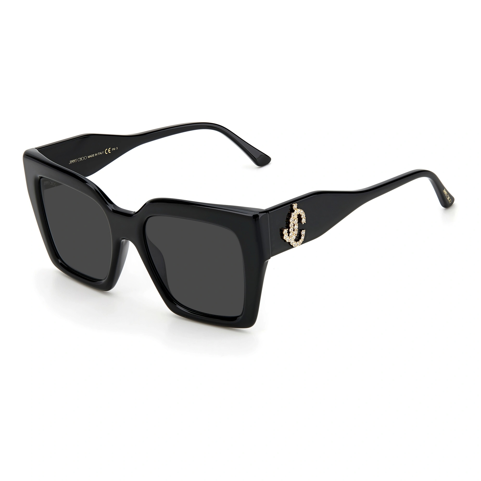 Jimmy Choo Logo-plaque Oversize-frame Sunglasses In Black