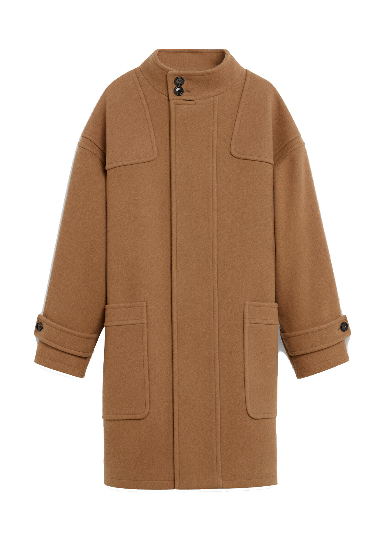 Celine Oversized High-neck Coat In Camel