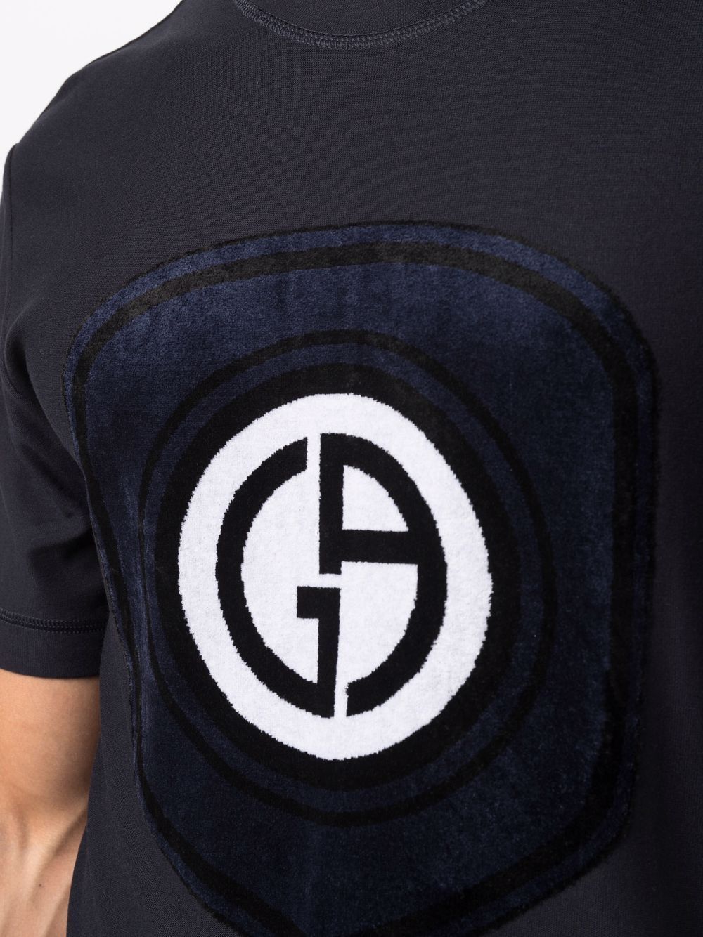 Giorgio Armani Textured-logo Short-sleeve T-shirt In Black