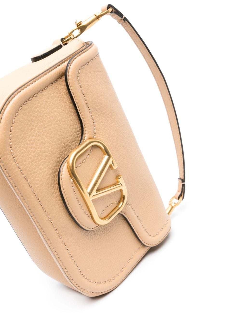 Valentino Maxi-vlogo Leather Bag In Nude