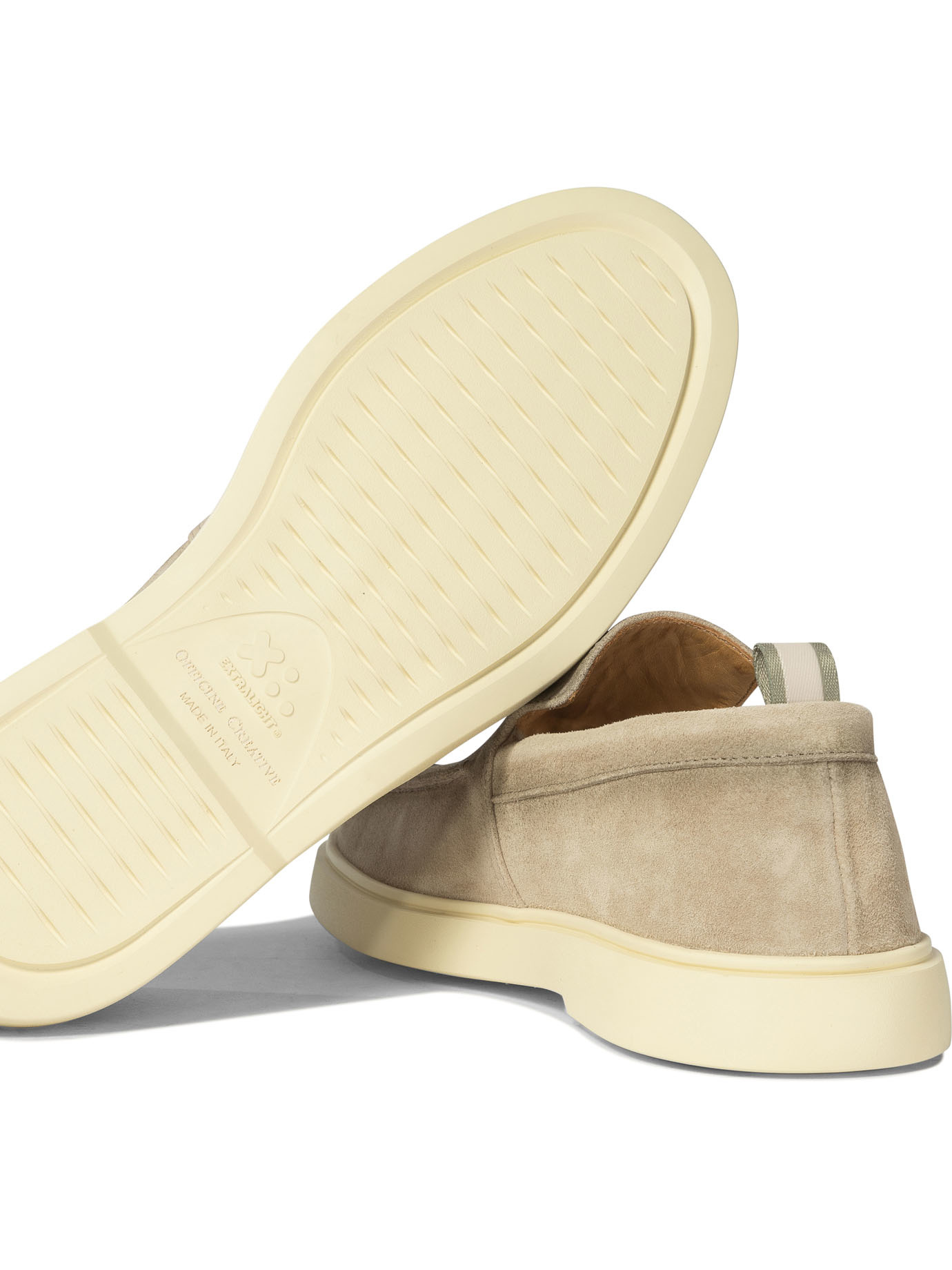 Officine Creative Bones 002 Suede Loafers In Neutral