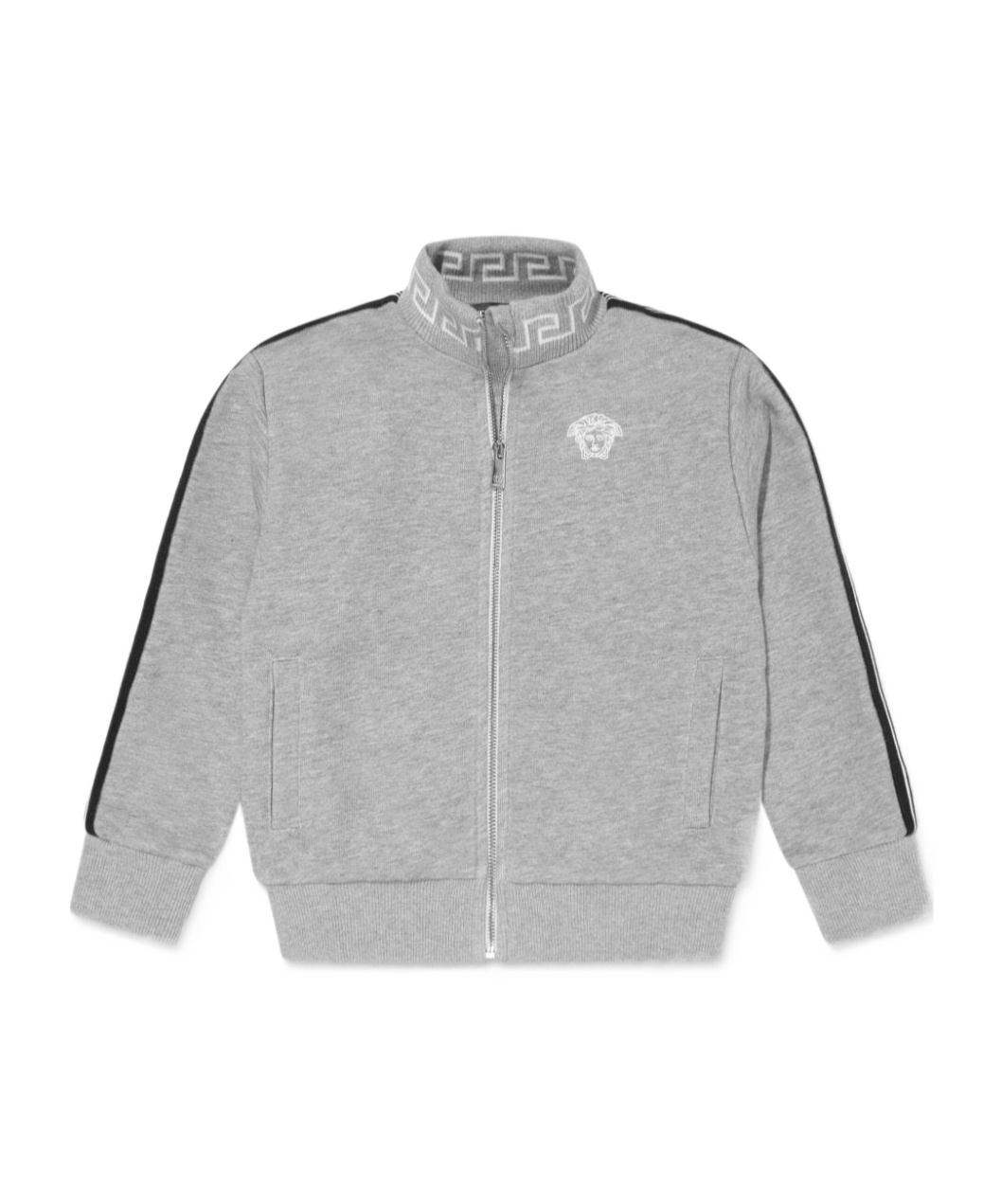 Versace Greca Zip-up Sweatshirt In Gray