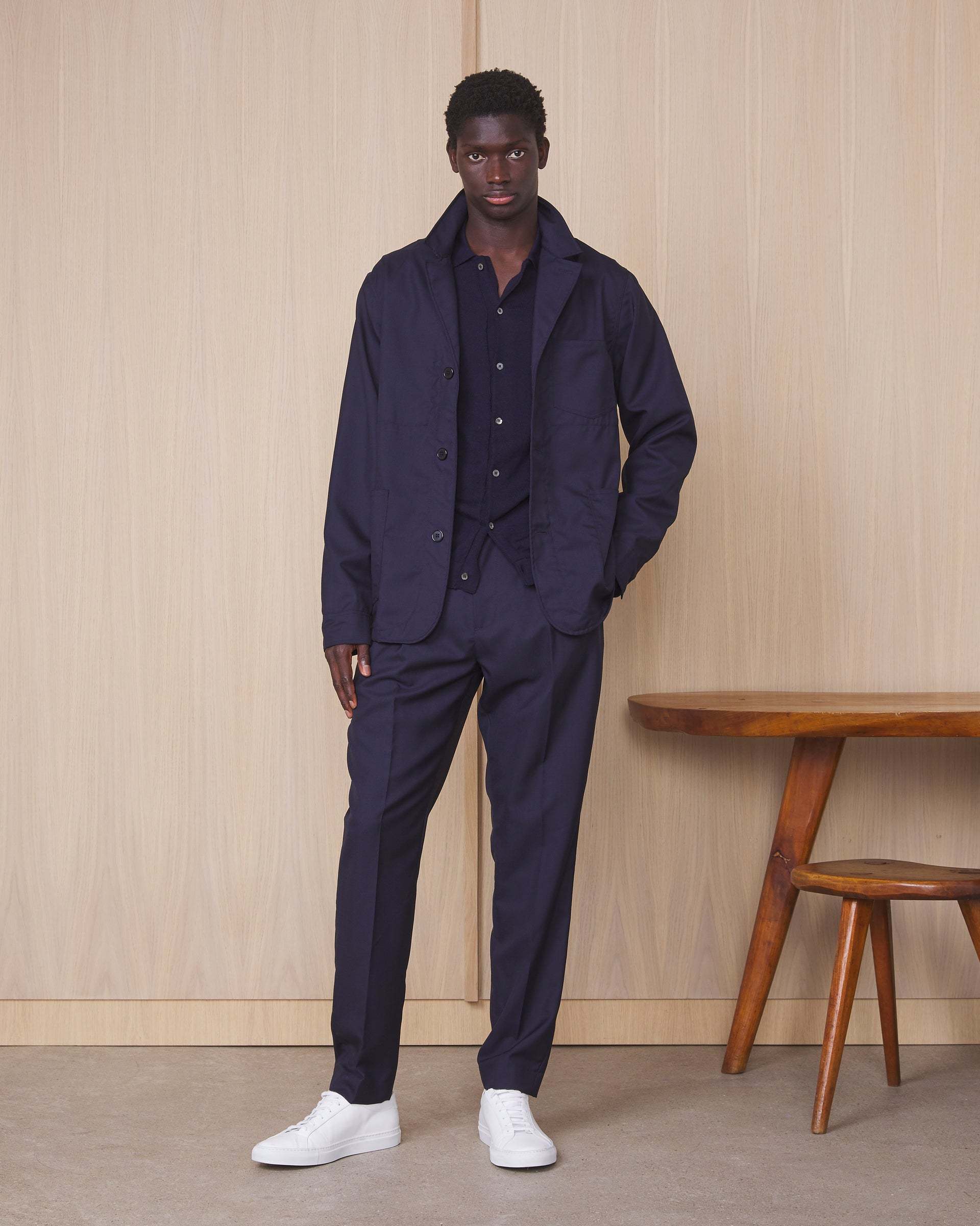 OFFICINE GENERALE LOOSE WAIST WOOL CASUAL TROUSERS