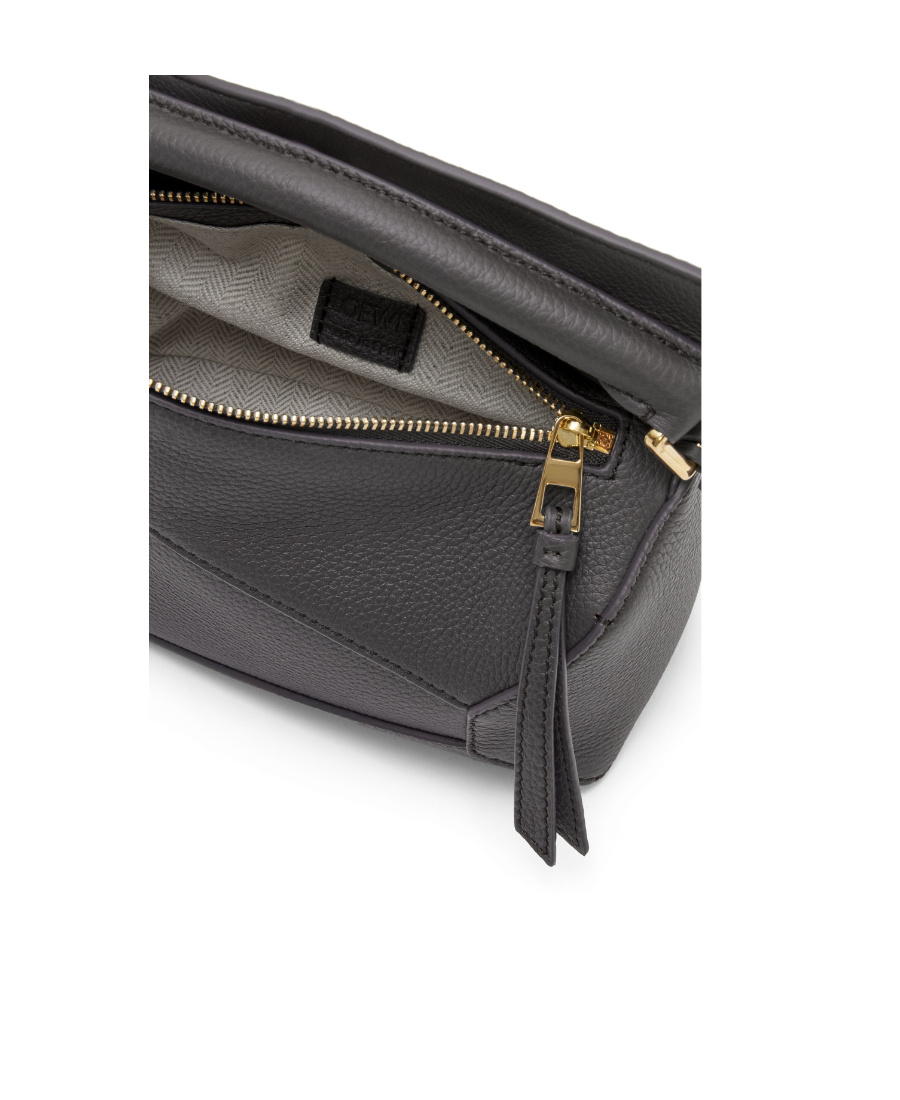 Loewe Puzzle Edge Mini Top-handle Bag In Grained Leather In Black