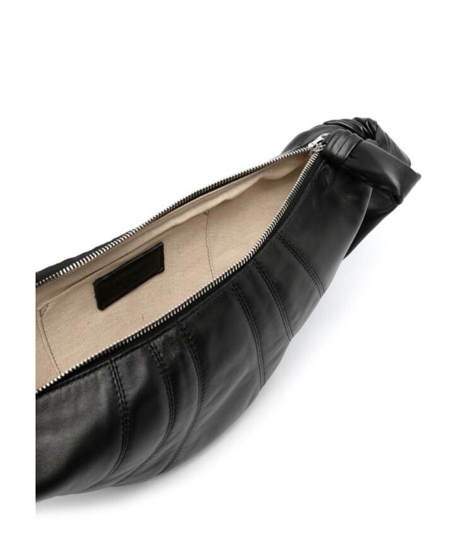 Lemaire Brown Small Croissant Leather Messenger Bag In Black