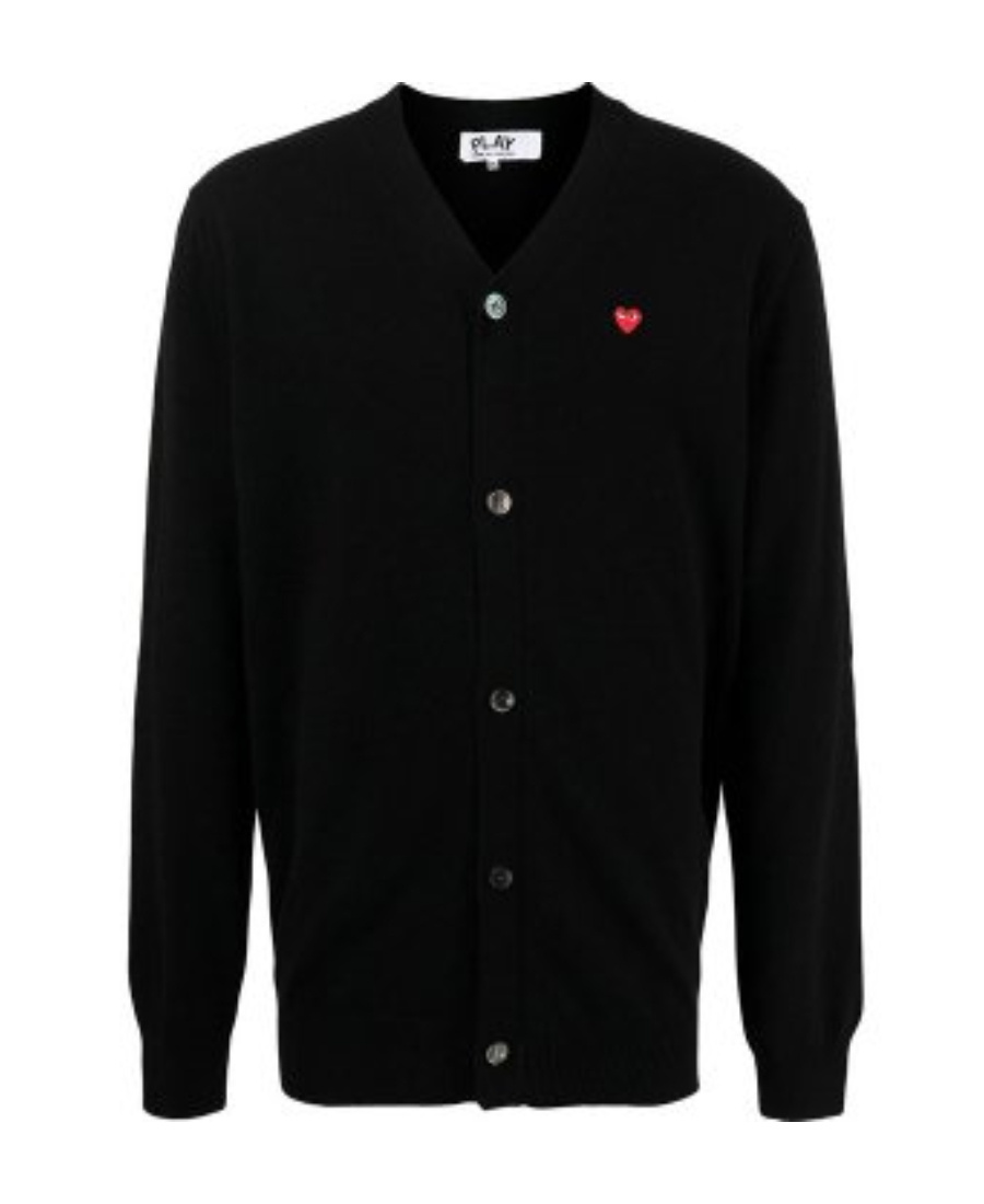 Comme Des Garçons Play Logo Details Cardigan In Black