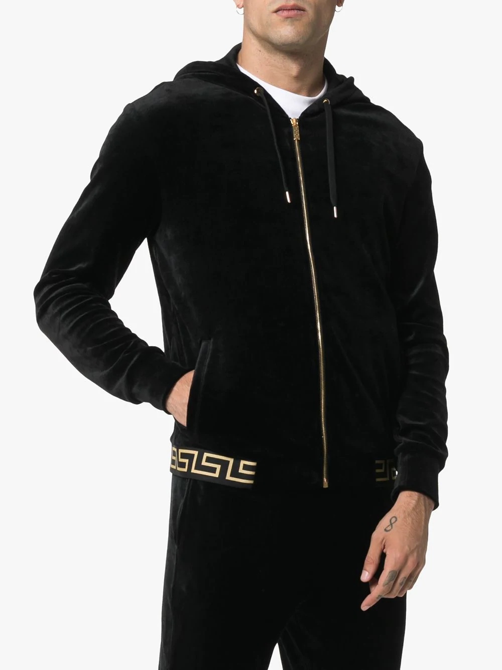 Versace Greco Velvet Casual Jacket In Black