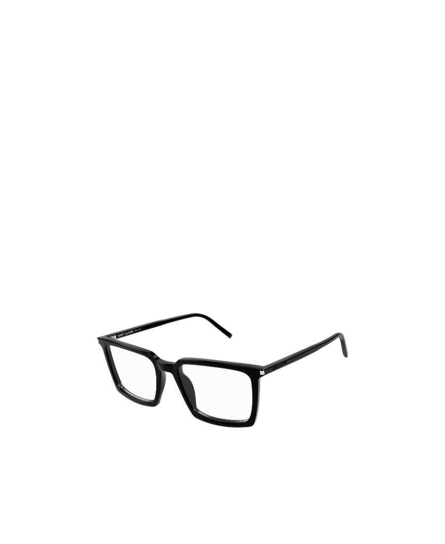 Saint Laurent Logo-engraved Rectangle-frame Glasses In Black