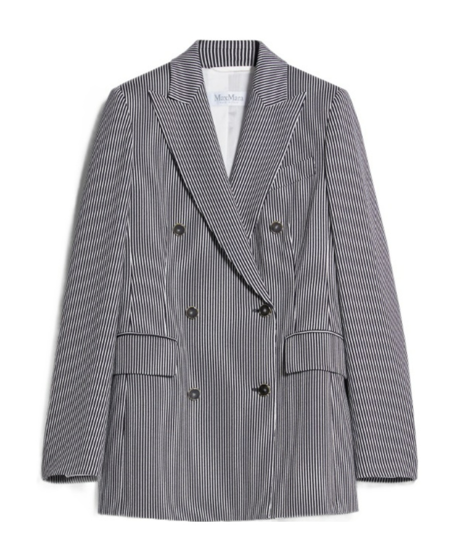 Max Mara Peak-lapel Striped Blazer In Blue