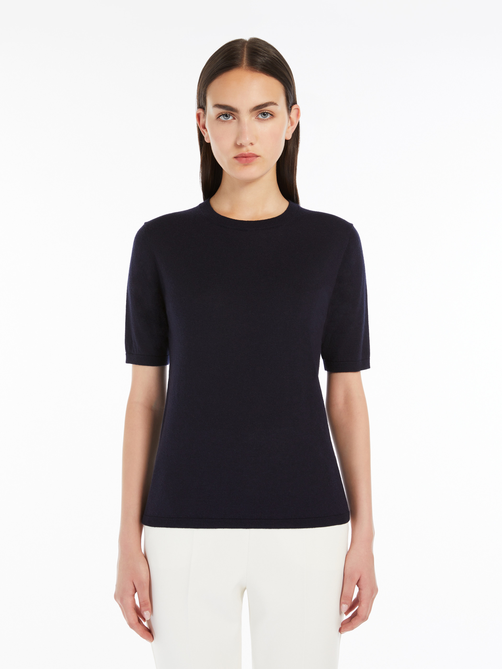 Max Mara Short-sleeved Sweater In Black