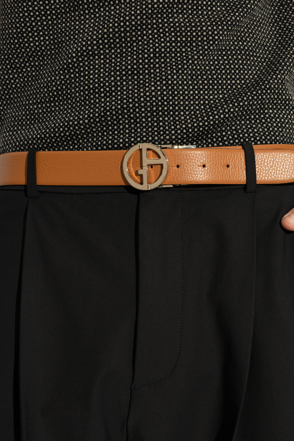 Giorgio Armani Two-tone Reversible Belt In Brown