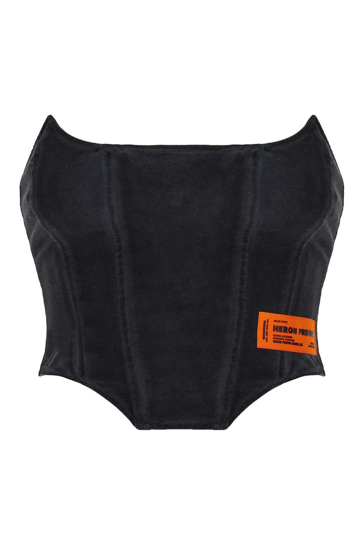 Heron Preston Logo-patch Strapless Corset Top In Black