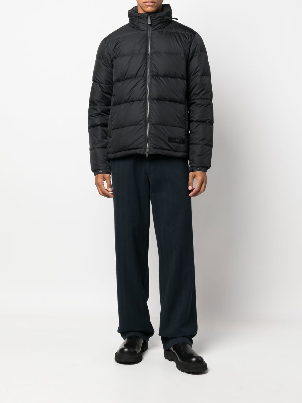 Aspesi Padded Zip-up Jacket In Black