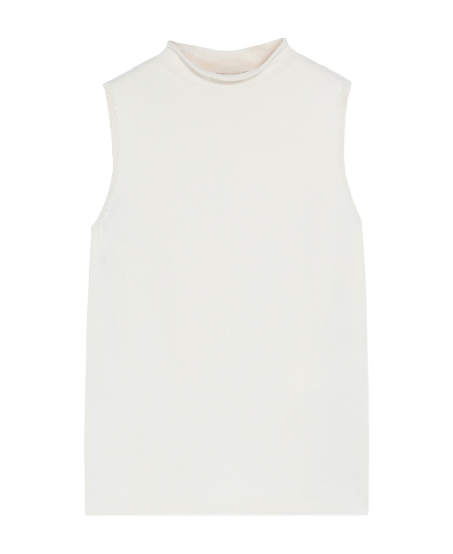 Max Mara Sleeveless Round Collar Vest In White