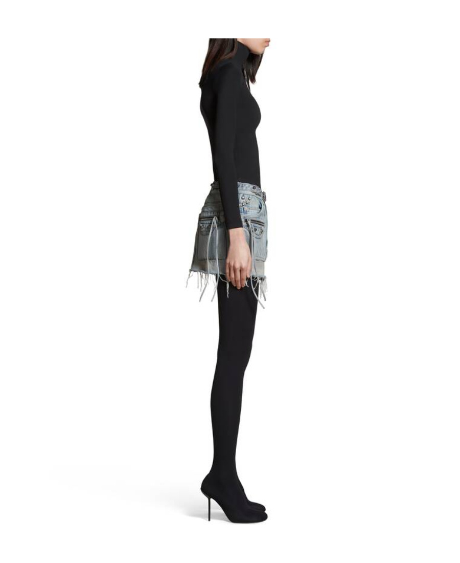 Shop Balenciaga Women's Cagole Mini Skirt In Blue In Gray