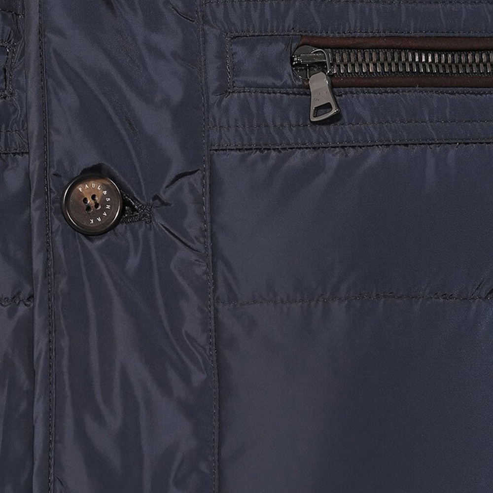 Paul & Shark Long-sleeved Hooded Quilted Down Jacket In Blue