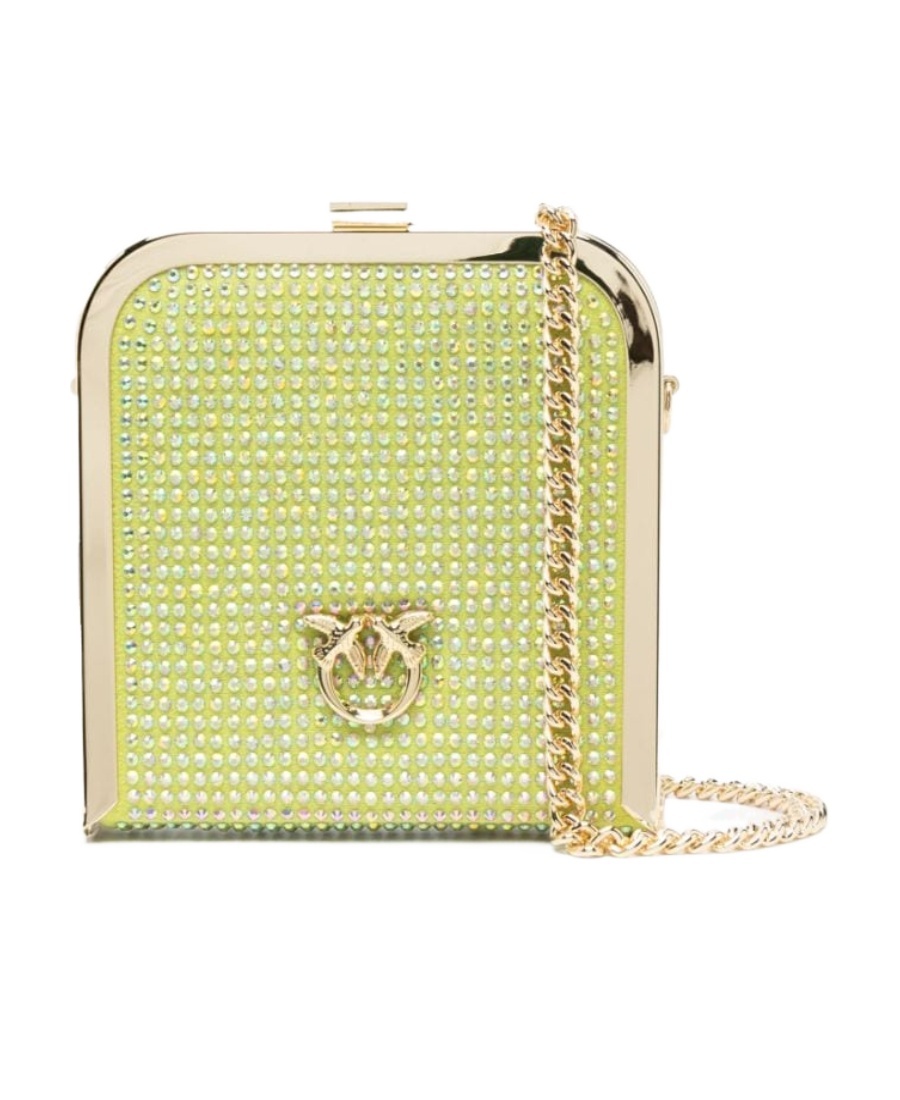 Pinko Logo Shoulder Bag In Yellow