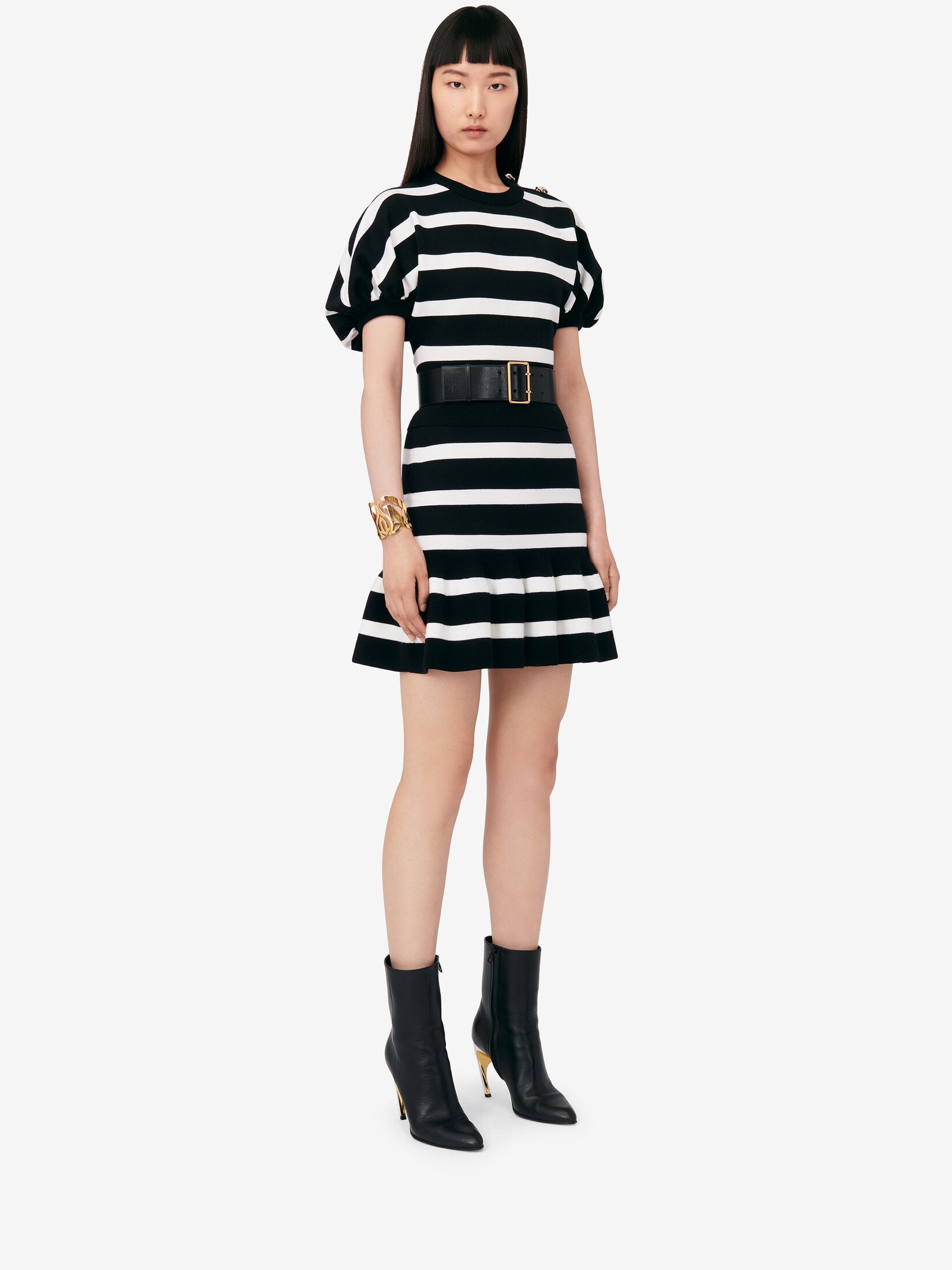 Alexander Mcqueen Wool Striped Sweater In Black