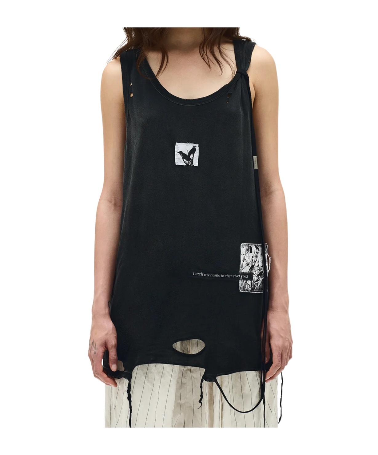 ANN DEMEULEMEESTER ZINA STANDARD TANK TOP WITH PRINTED PATCH 