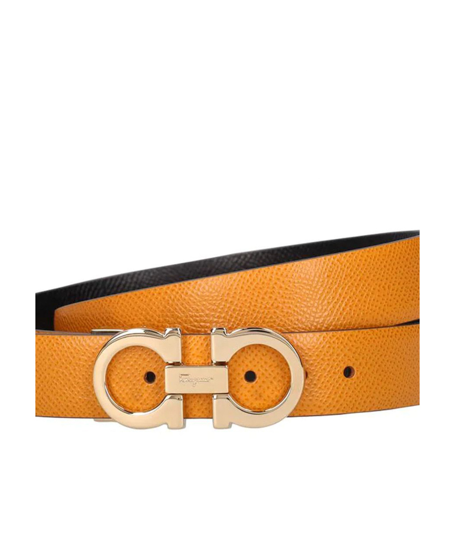 Ferragamo Double-sided Adjustable Gancini Belt In Orange