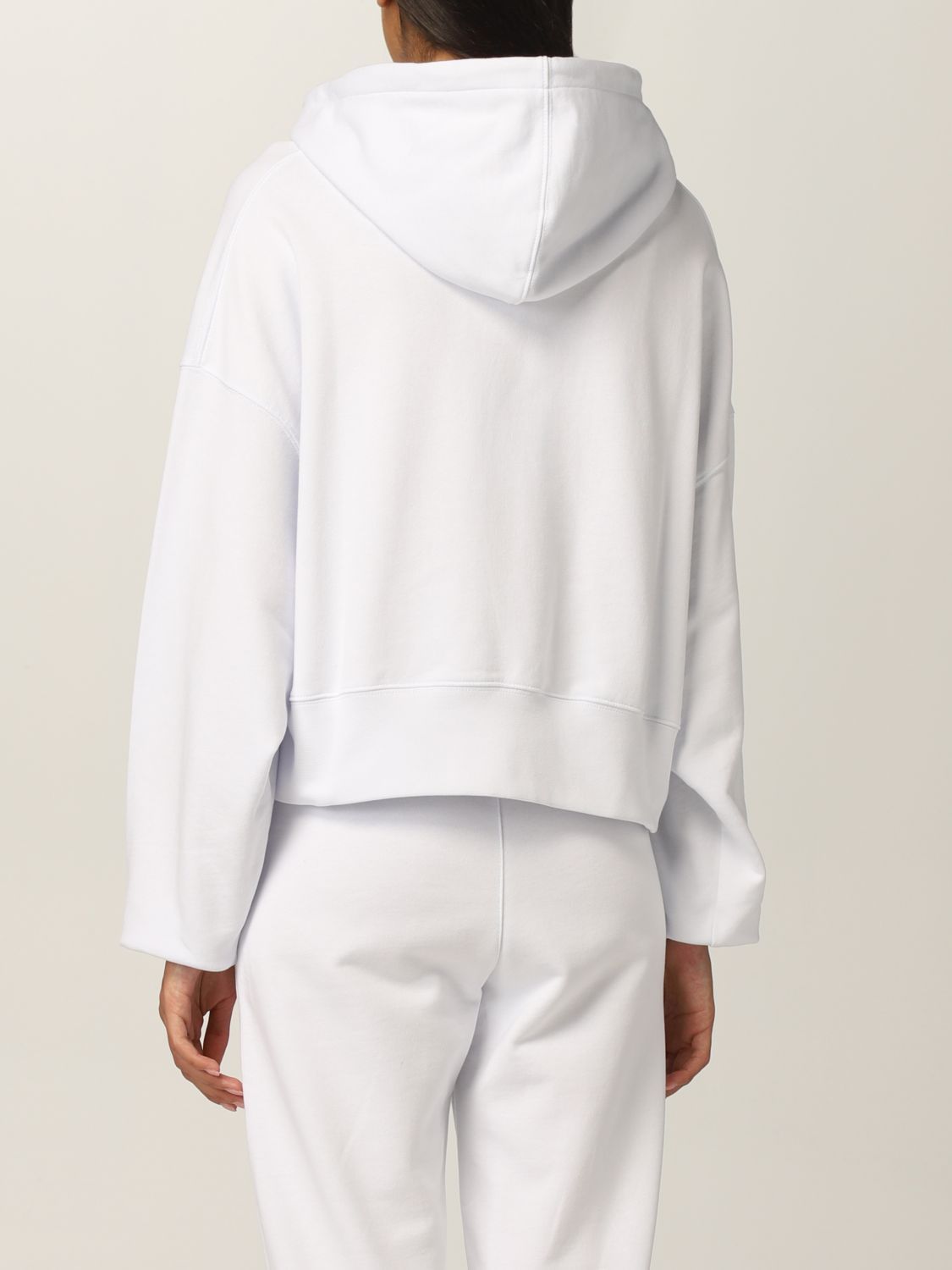 Msgm Logo Hooded Sweatshirt Long Sleeves In White