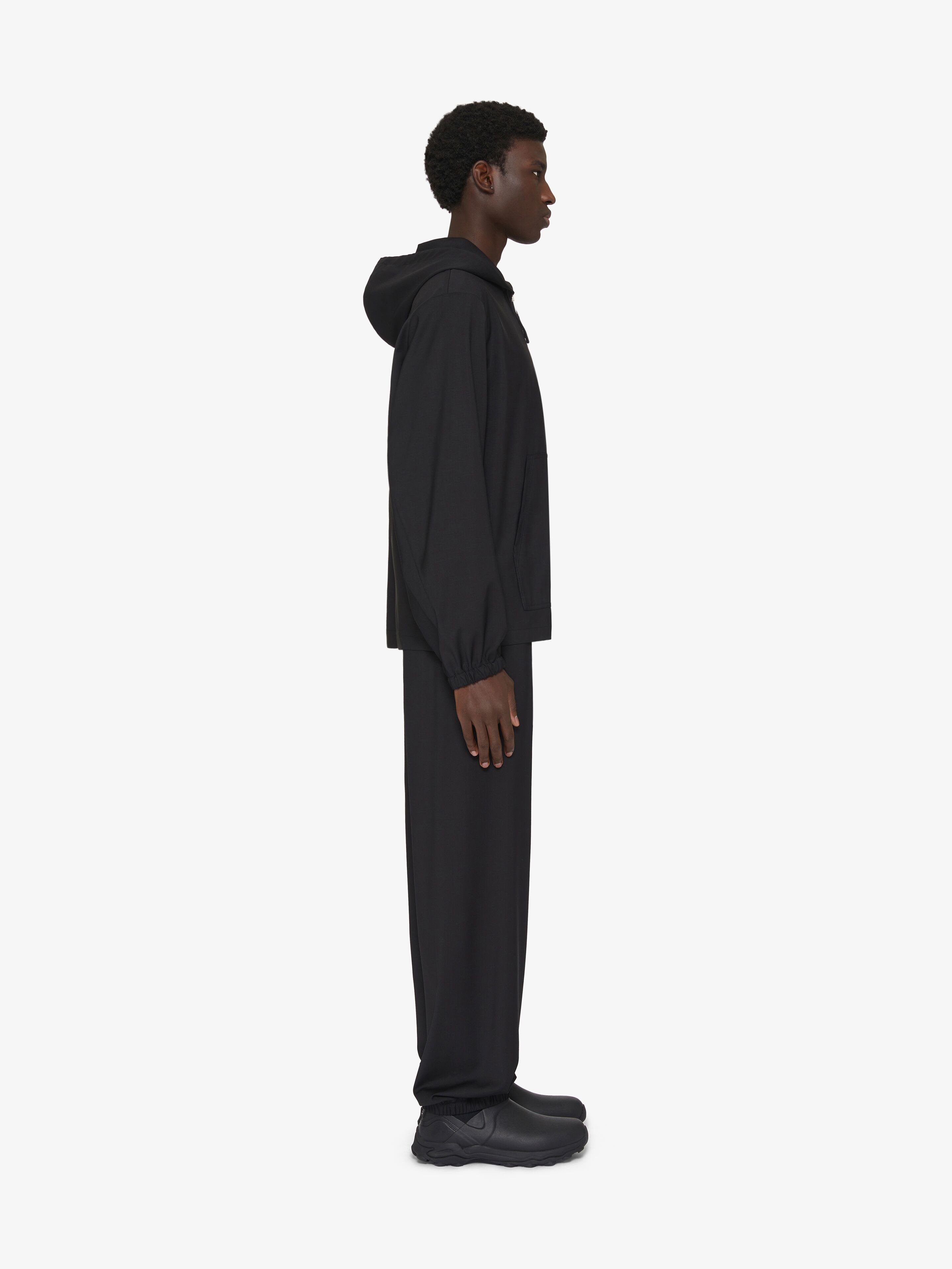 Givenchy Zipped Hoodie In Wool With 4g Detail In Black