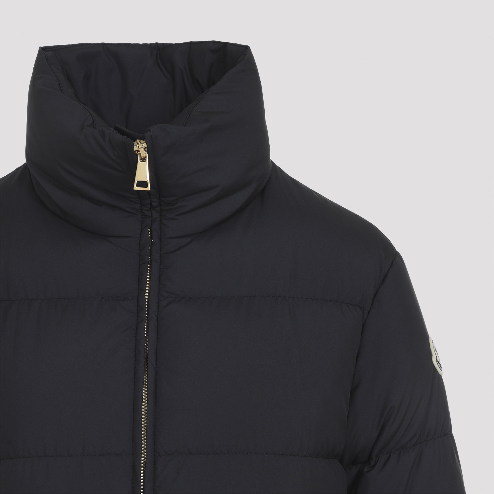 Moncler Quilted Jacket With High Collar And Pockets In Black