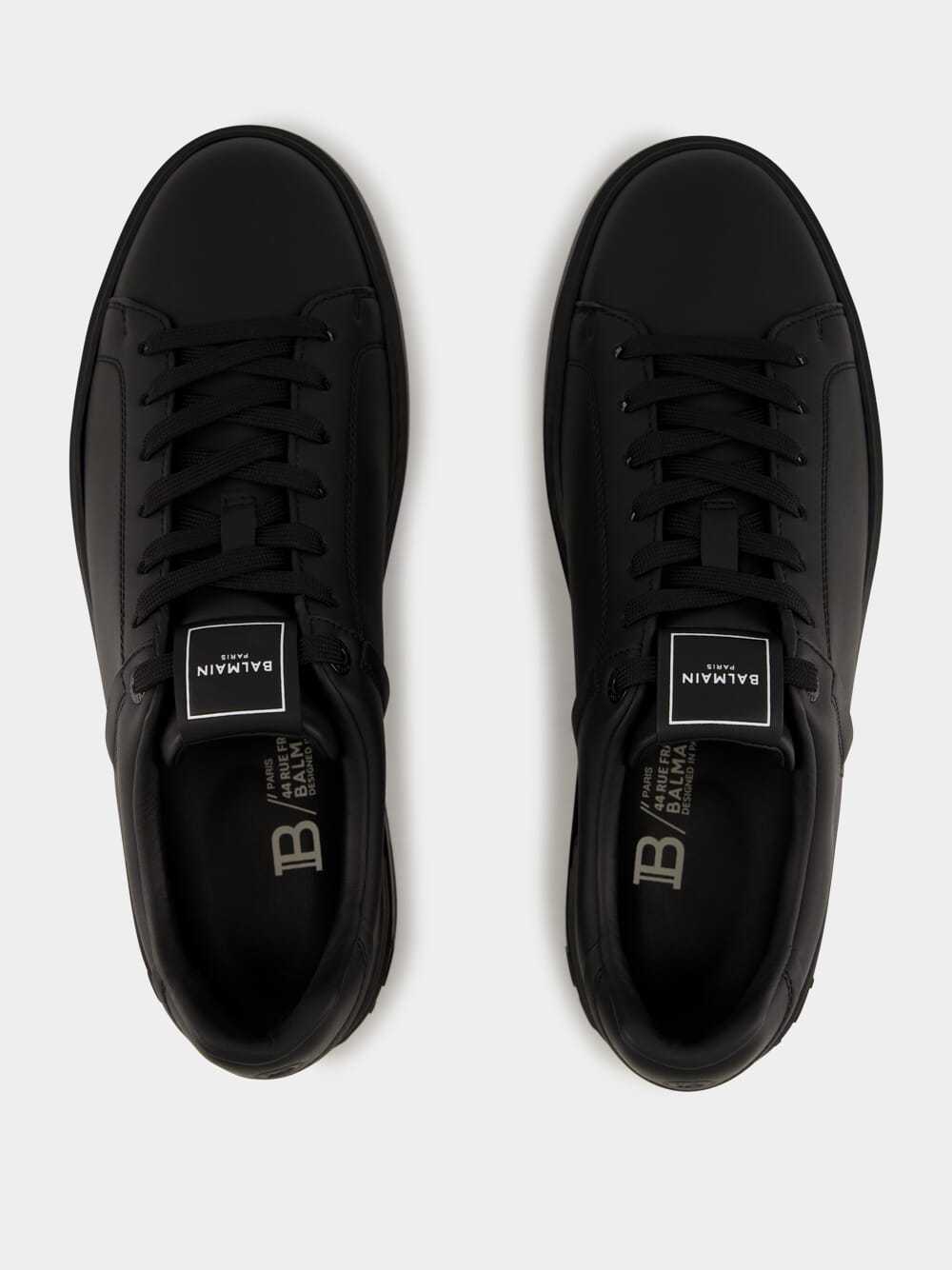 Balmain Black Low Top Sneakers With Logo In Leather In Black