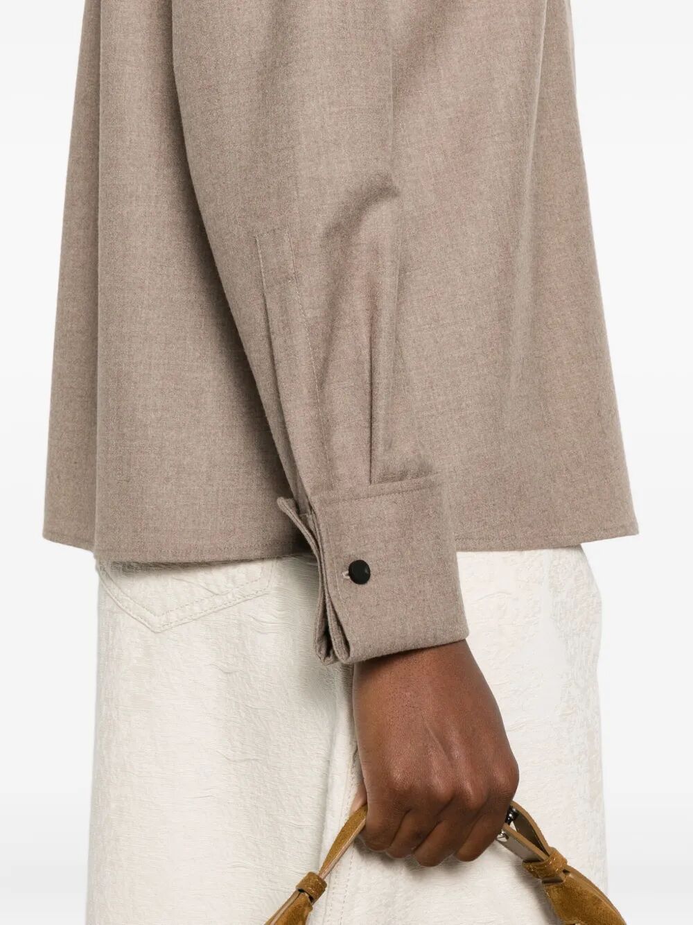 Max Mara Button-cuff Cashmere Shirt In Brown