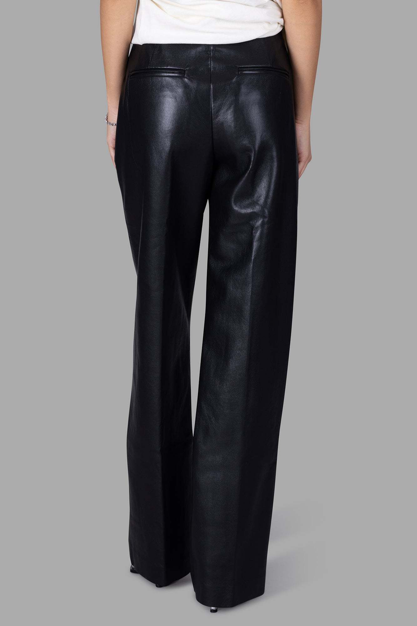 ANINE BING WIDE-LEG RECYCLED-LEATHER TROUSERS