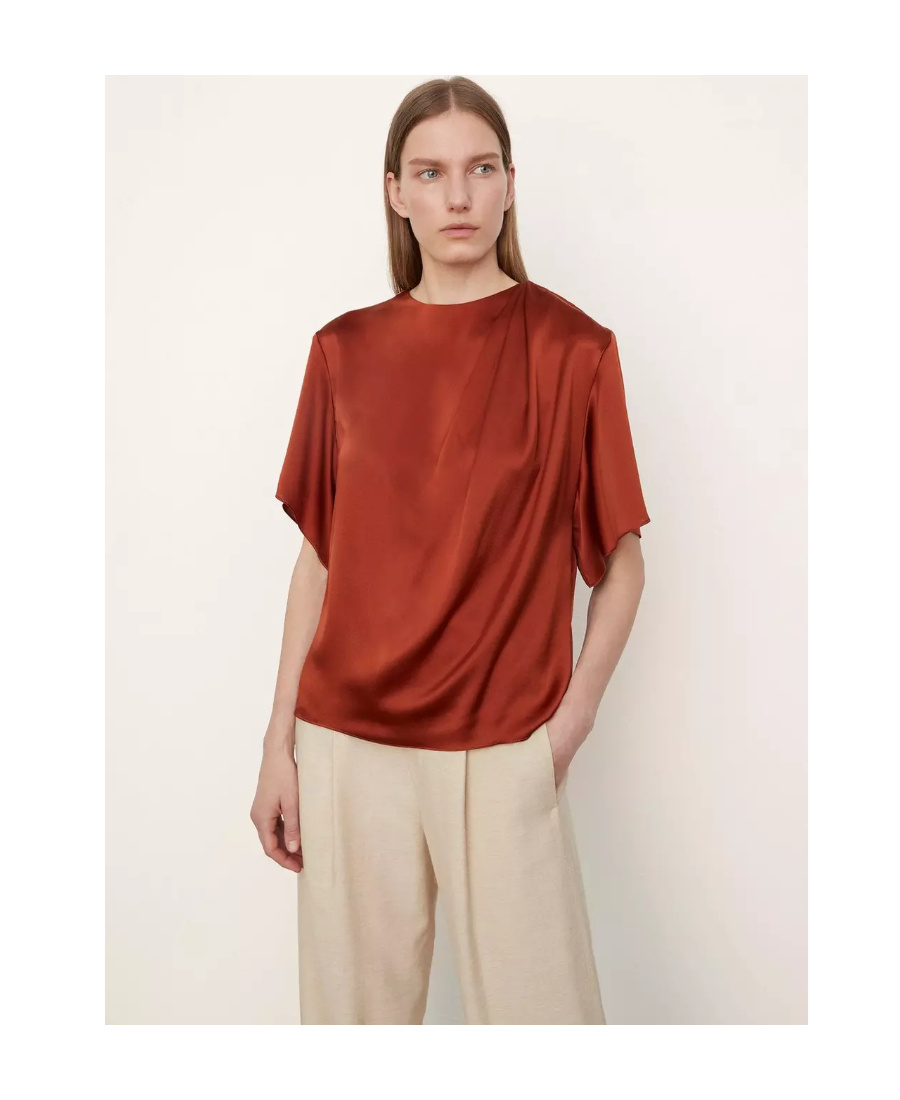 VINCE SHORT-SLEEVE SILK TOP