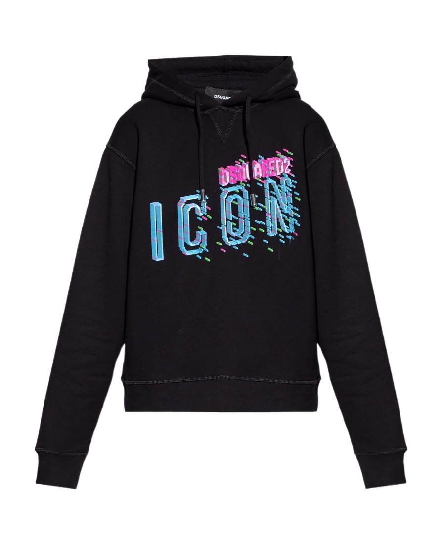 Dsquared2 Logo-print Drawstring Cotton Hoodie In Black