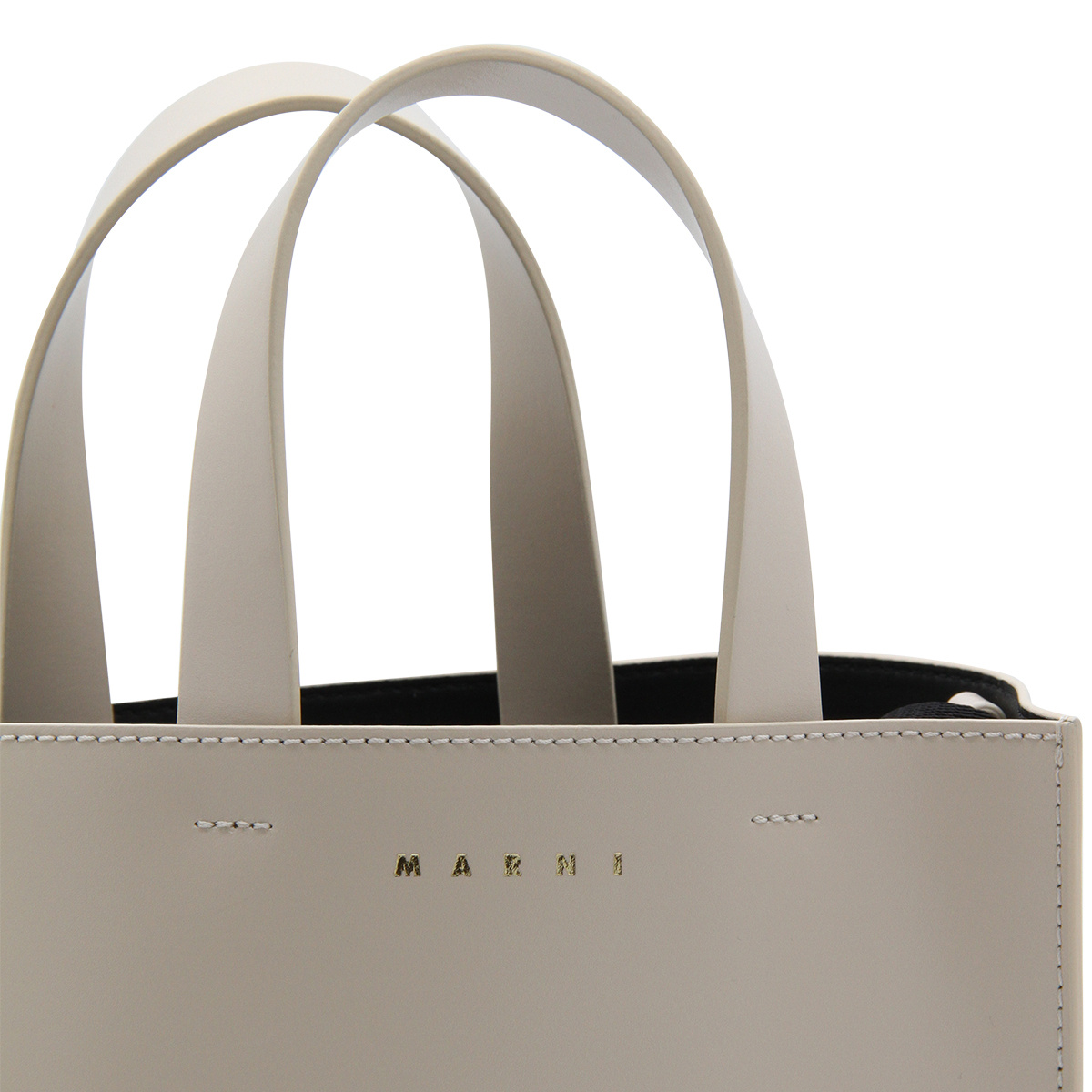 Marni Mini Museo Leather Tote Bag In Nude