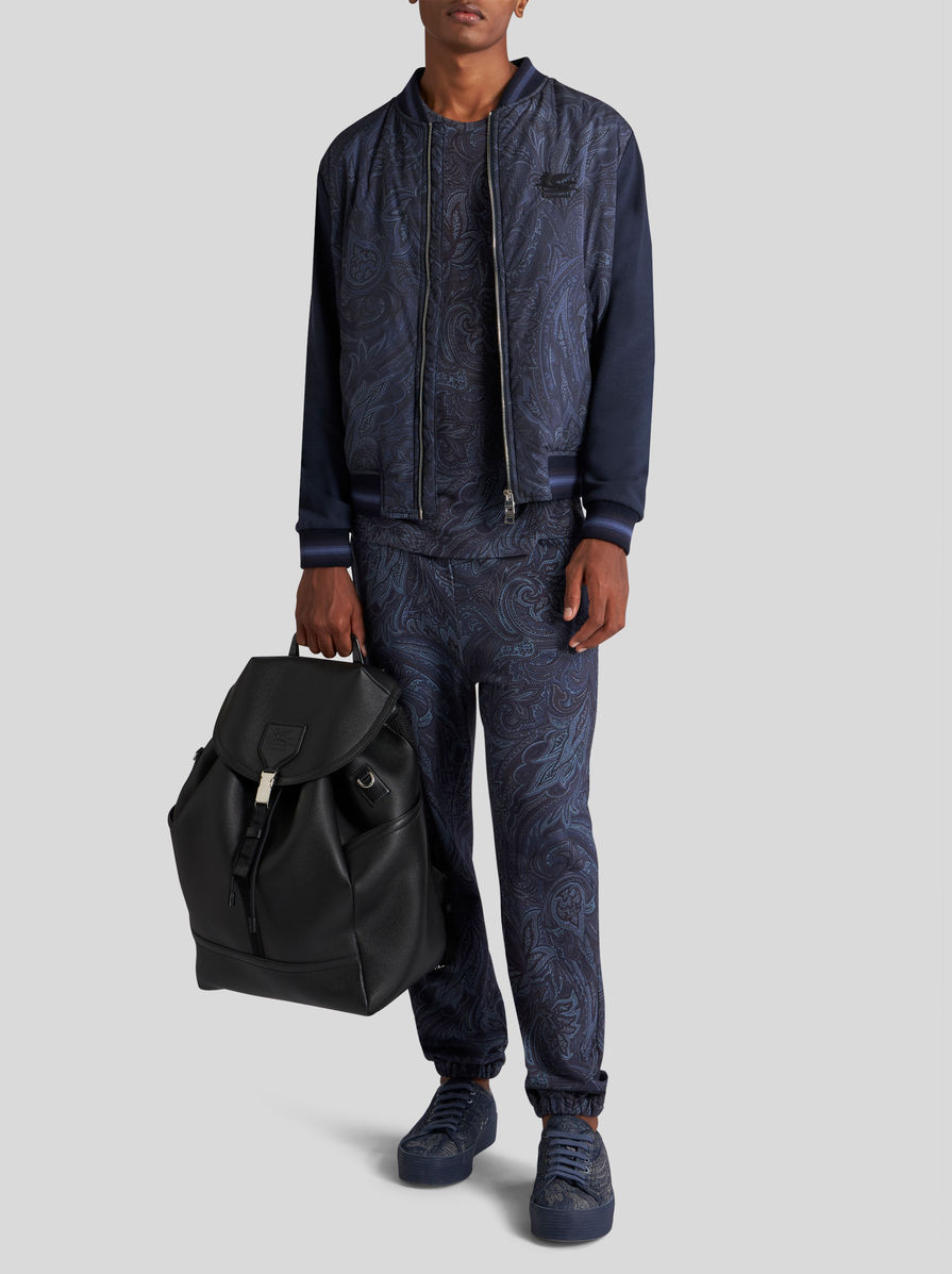 Etro Logo-embroidered Paisley-print Bomber Jacket In Black