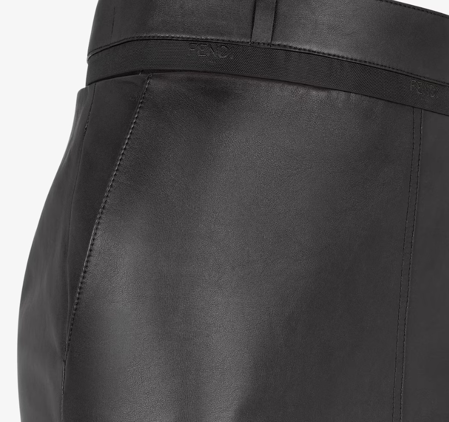 Shop Fendi Cut-out Leather Skirt In Black