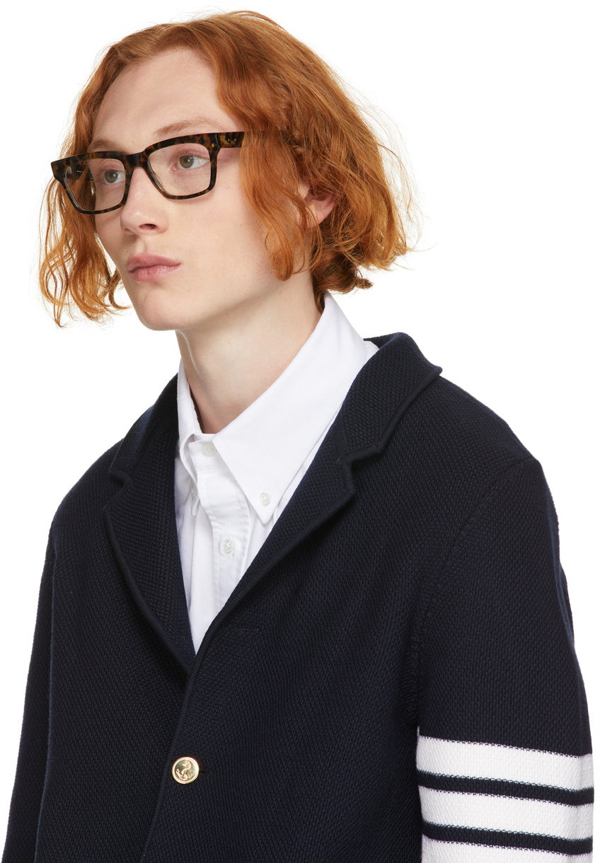 Thom Browne Tortoiseshell Logo Square Mirror In Black