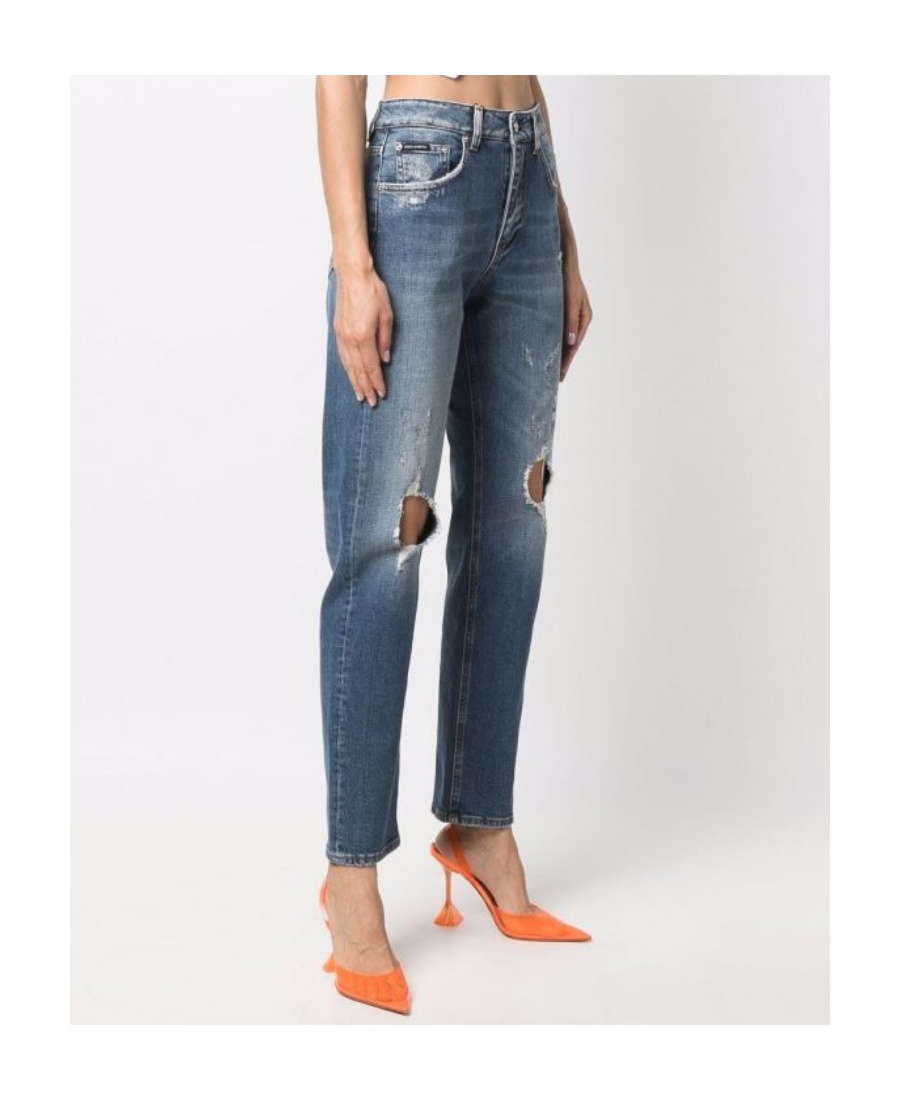 Dolce & Gabbana Ripped-detail Denim Jeans In Blue