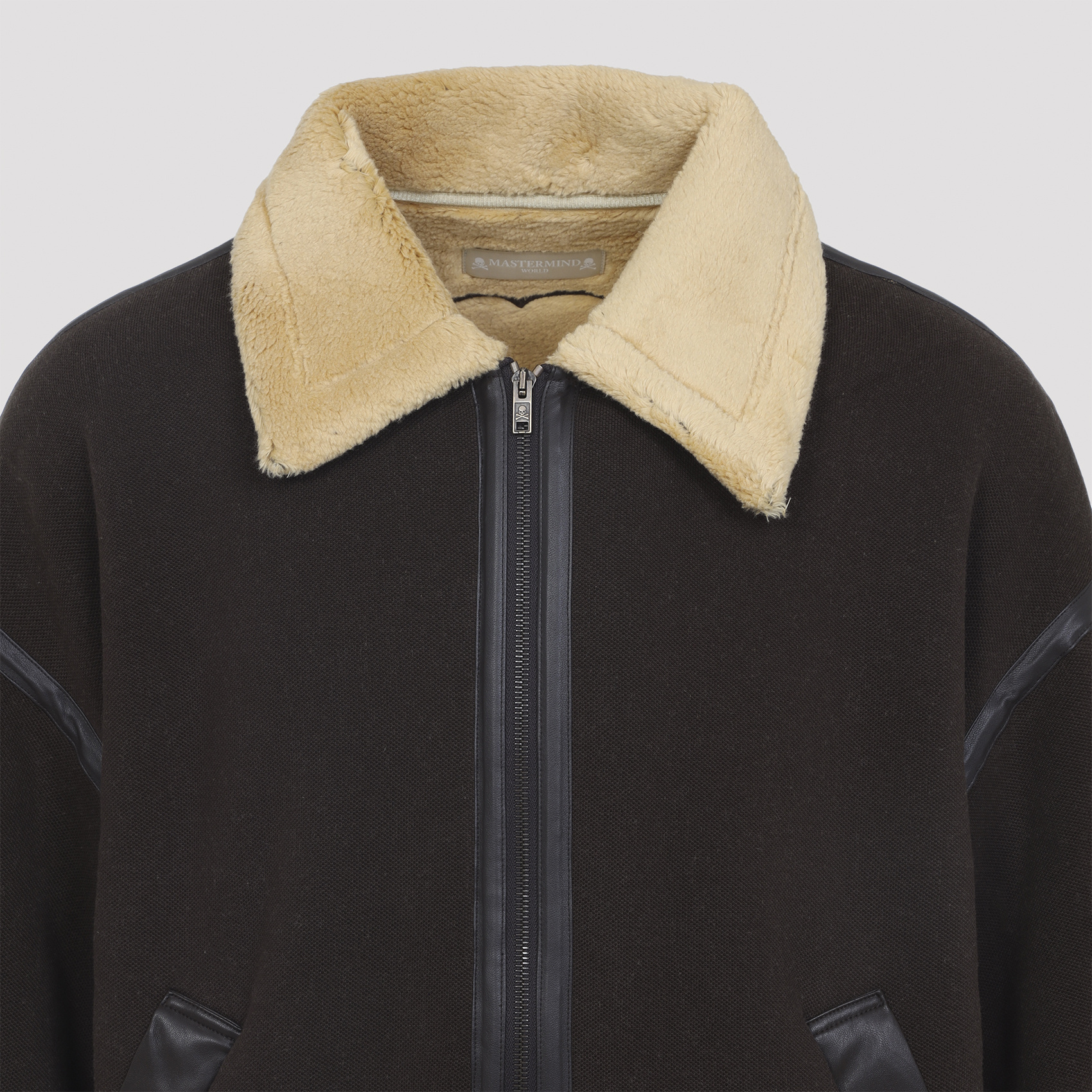Mastermind Japan Brown Cotton Mutton Jacket With Embroidered Skull Detail In Brown
