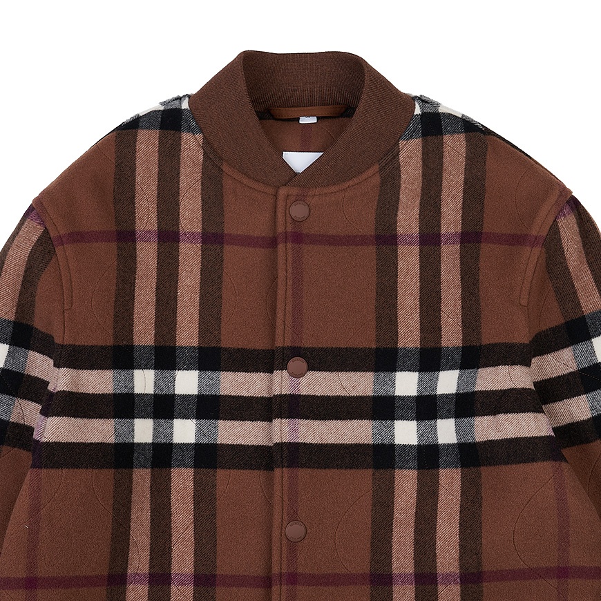 BURBERRY CHECK-PATTERN WOOL BOMBER JACKET