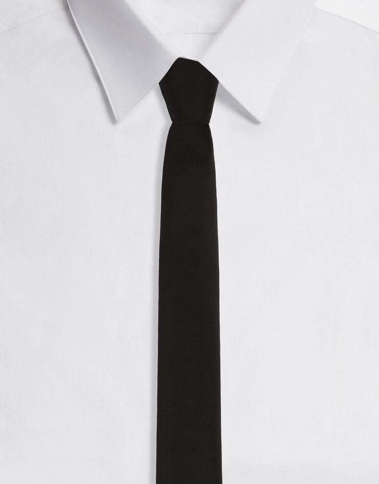 Dolce & Gabbana Woven Silk Tie In Black