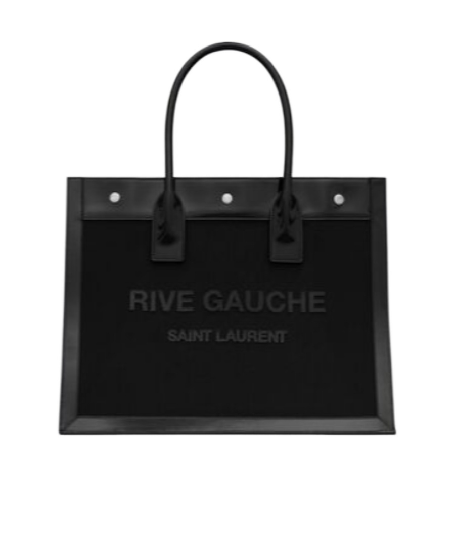 Saint Laurent Rive Gauche Patent-finish Tote Bag In Black