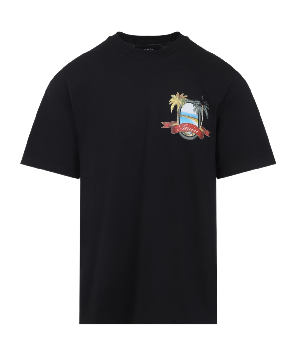 Amiri Black T-shirt With Logo Print And Graphic Design In Black