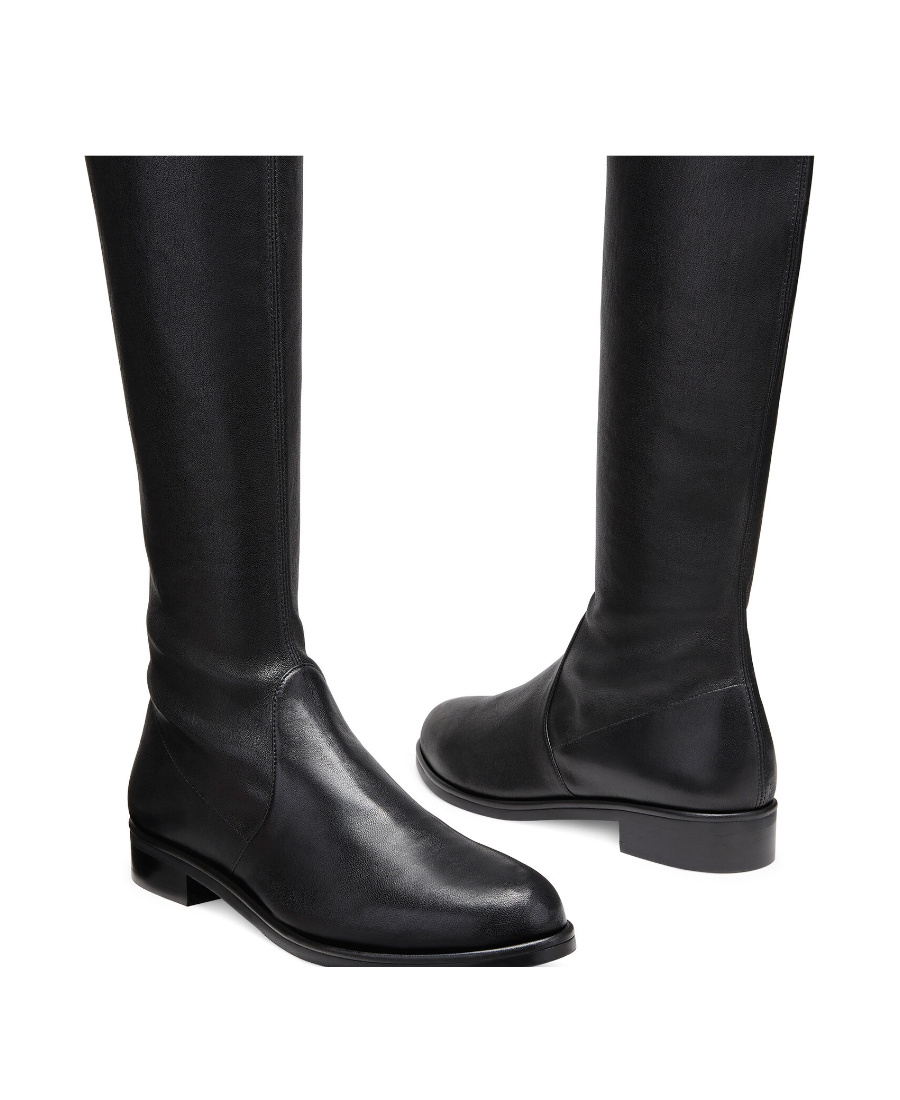 Stuart Weitzman Round-headed Knee-crossing Boots In Black