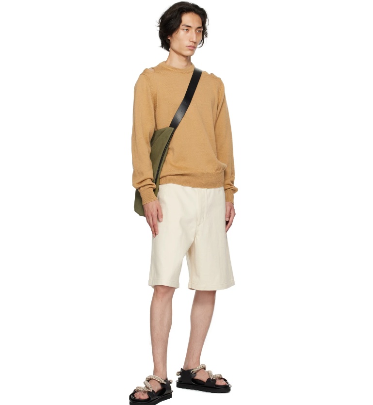 Jil Sander Round Neck Hollowed-out Sweater In Nude
